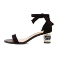 thumbnail image 2 of XYD Women Sparkling Open Toe Tie Up Ankle Strap Sandals Crystal Block Short Heel Wedding Prom Shoes Size 12 Black, 2 of 4