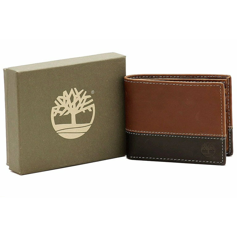 Timberland Commuter Hunter Two-Tone D87242 Brown/Black Leather Bi-Fold  Wallet