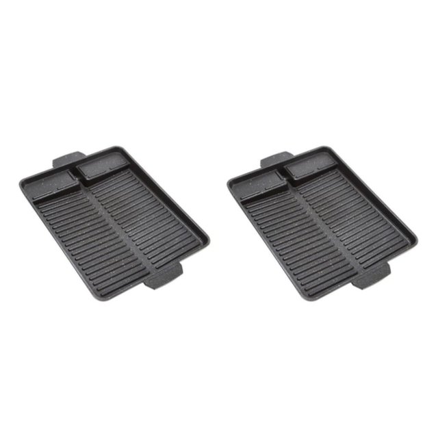 Sonducket Aluminum BBQ Grill Pan Non-Stick Coating Accs Korean Thicken Square Handle Tipo 1 2piezas