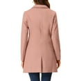 thumbnail image 4 of Unique Bargains Women's Notched Lapel Single Breasted Outwear Long Coat XL Dusty Pink, 4 of 7