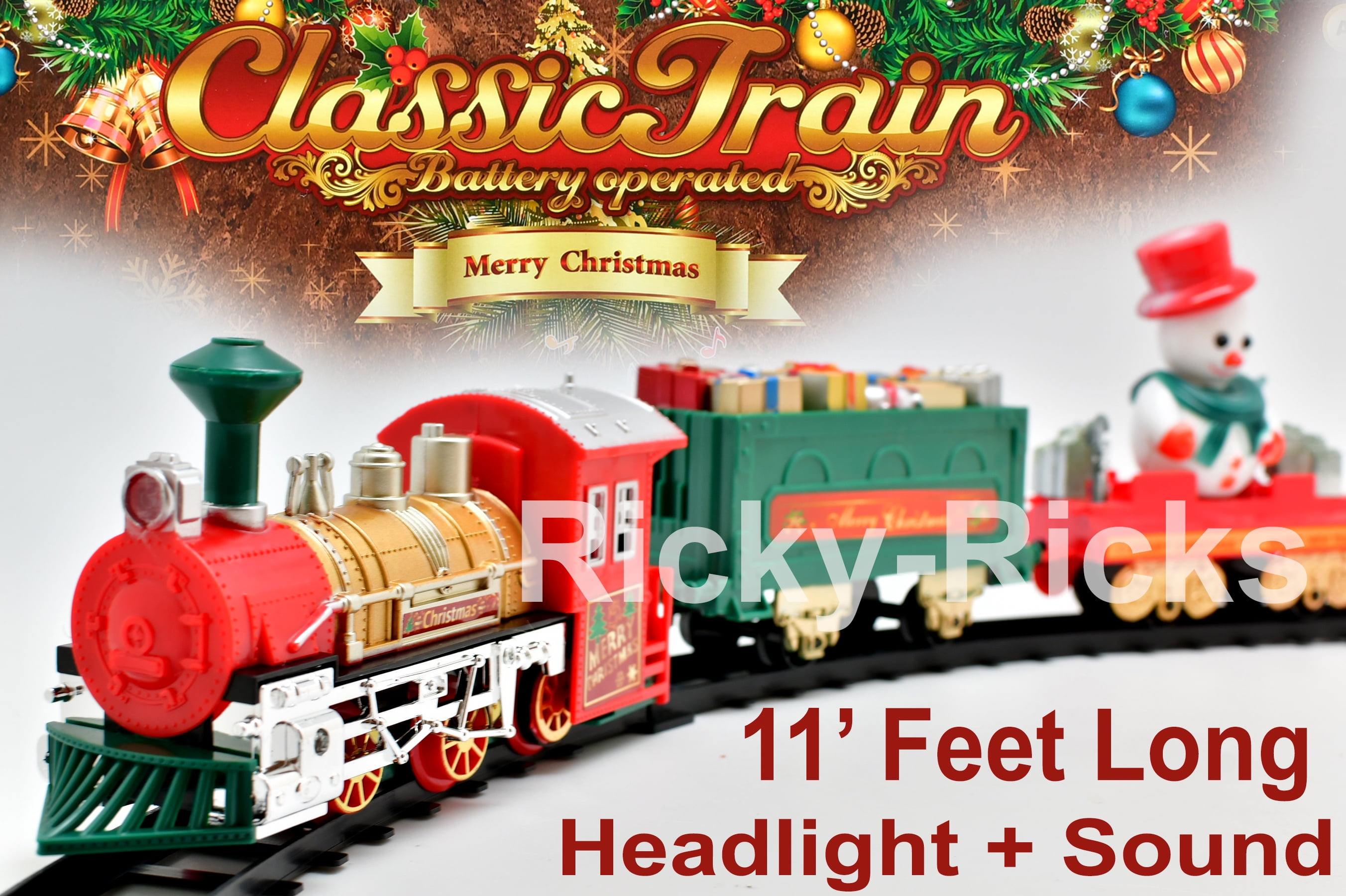Christmas Tree Train Set Polar Toy Toddler Electric Whistle Train Tracks  Snowman Village Holiday Tren (14 Piece Set)