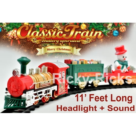 Christmas Tree Train Set Polar Toy Toddler Electric Whistle Train Tracks Snowman Village Holiday Tren (14 Piece