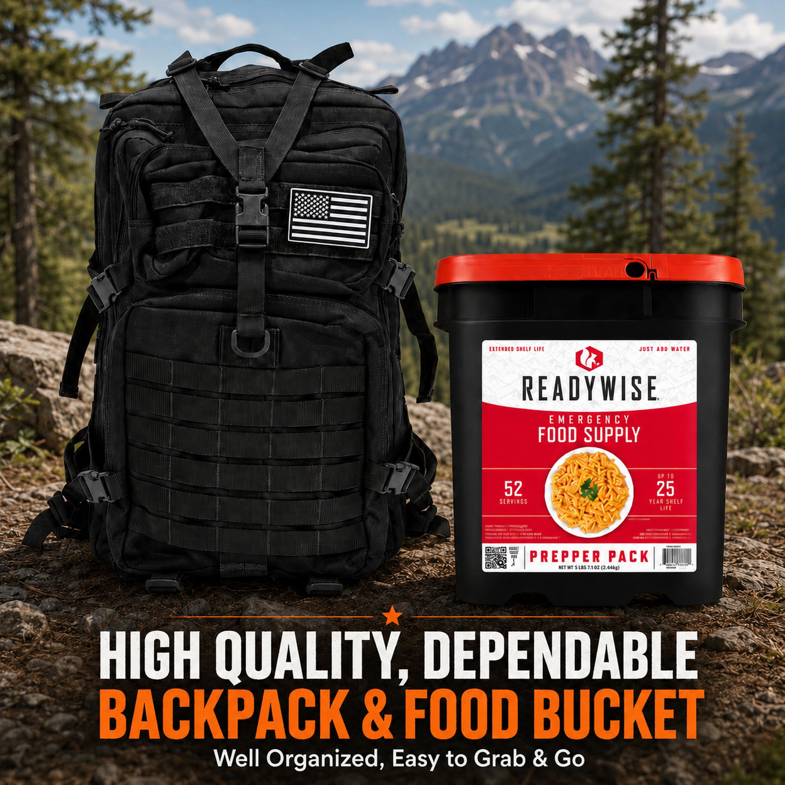 Family Comfort 72 Emergency Survival Kit/Backpack – 72 Hour for 6 People – Disaster Preparedness – Delicious ReadyWise Food, Gear, Lighting, First Aid, Tools & More - Olive Drab