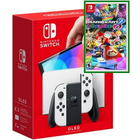 Nintendo Switch – OLED Model W/ White Joy-Con Console with Mario Kart 8 Deluxe Game - Limited Bundle