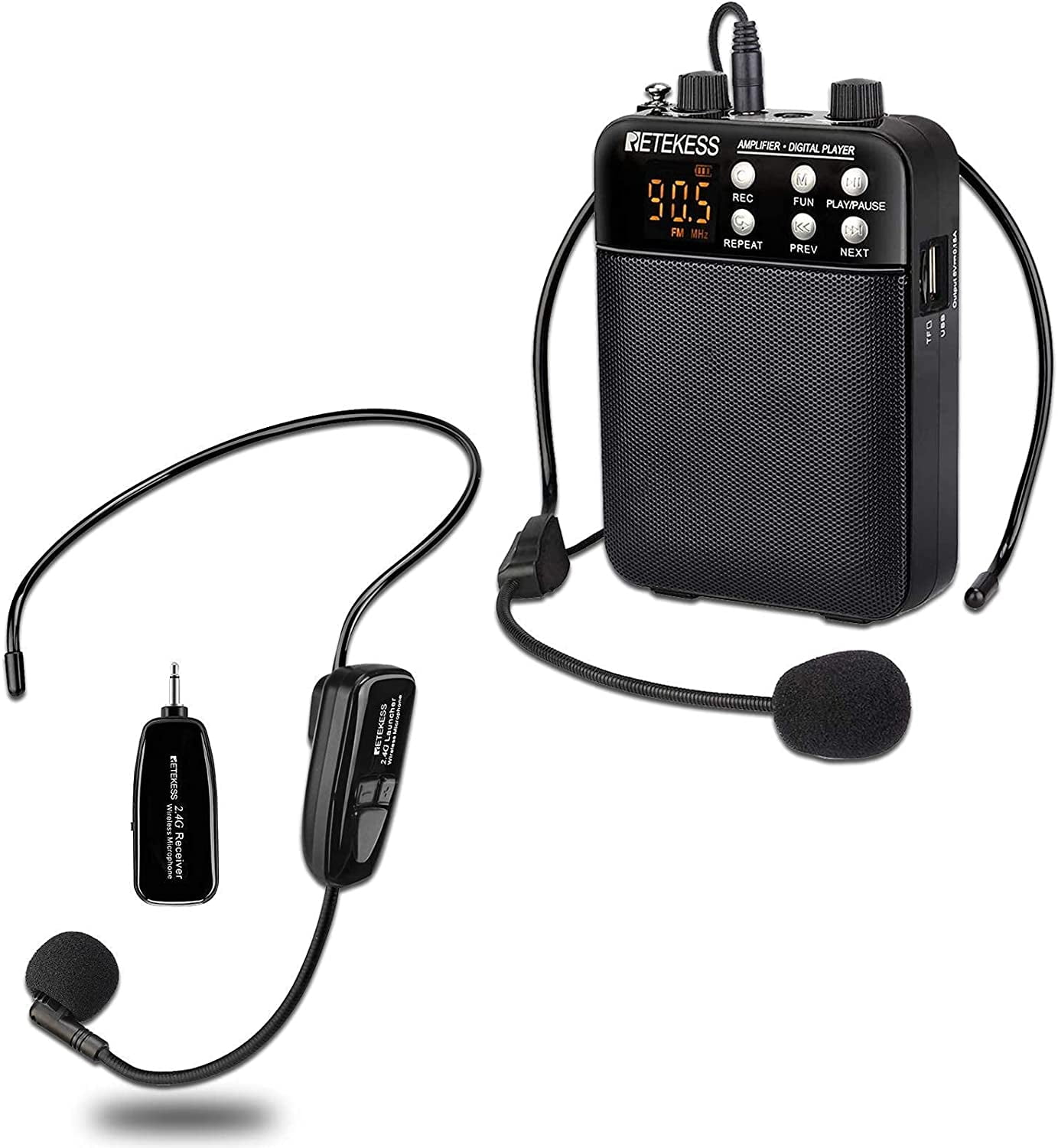 Bmatwk TT123 Wireless Microphone Headset, 2.4G Wireless Headset Mic