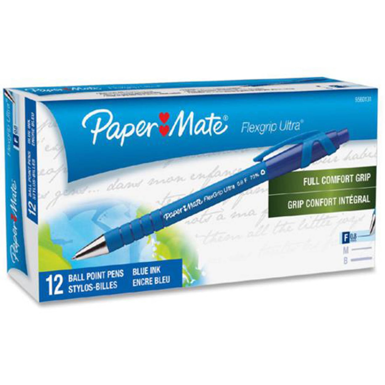 Paper Mate Flexgrip Ultra Retractable Pens - Fine Pen Point - Refillable - Retractable - Blue Alcohol Based Ink - Rubber