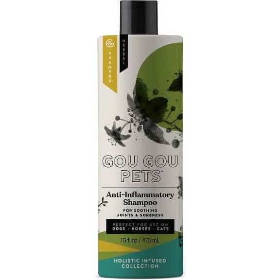 Gou Gou Pets Holistic Natural Derived Joint Inflammation Pet Shampoo: Remove Dirt, Clean and Condition Your Pet While Soothing Joint Pain and Soreness - Made in USA - 16 oz