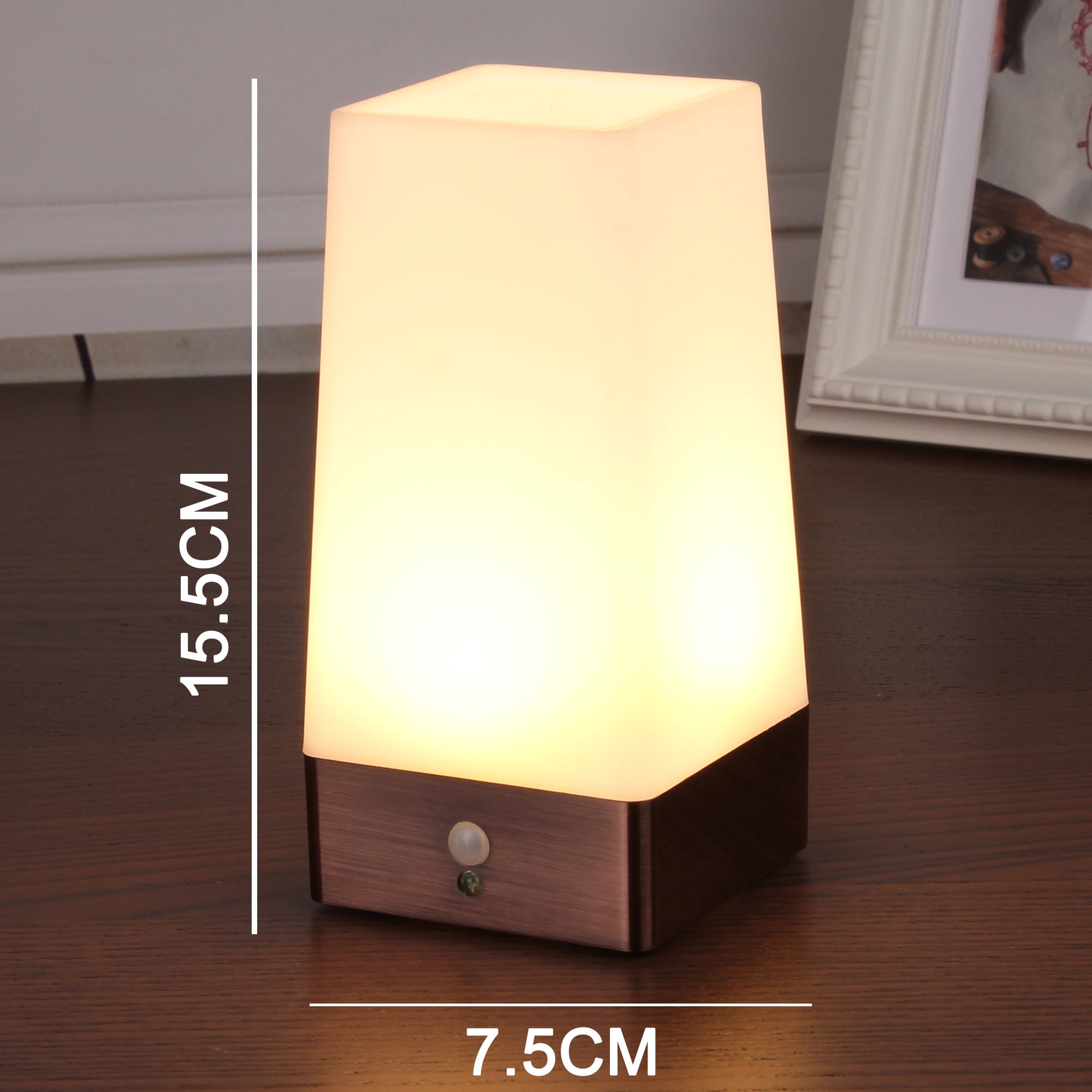2pack Square motion sensor table lamp bedside lamp use 3AAA battery(not included)
