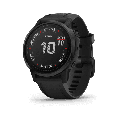 Garmin Fenix 6S Pro, Black Bezel with Black Band, GPS Smartwatch