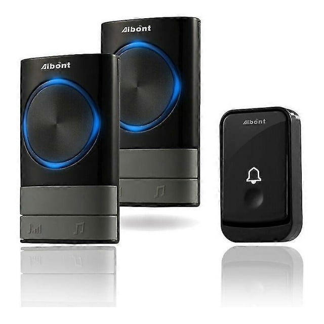 Wireless Doorbells, 45 Melodies 5-Level Volume and, IP55 Waterproof Wireless Chime, Chime Kit with 300 Meters, LED Flash, 2 Plug-in Receivers