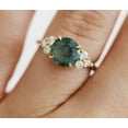 thumbnail image 2 of Dainty Moss Agate Engagement Ring Round Cut Green Agate 925 Sterling Silver Art Deco Diamond Wedding Band Bridal Promise Ring Gift For Her ., 2 of 3