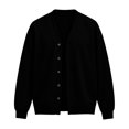 thumbnail image 4 of Button Down V-Neck Jacket for Men, Trendy Long Sleeve Solid Color Loose Fit Fall Casual Cozy Streetwear Outerwear Black L, 4 of 5