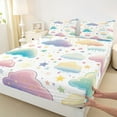 thumbnail image 3 of Feelyou Dreamy Rainbow Child Full Size Sheets, Colorful Stars Print Bed Sheets, Fairy Tale Style Sheet Sets, Lightweight Room Decor, 4-Piece, 3 of 7