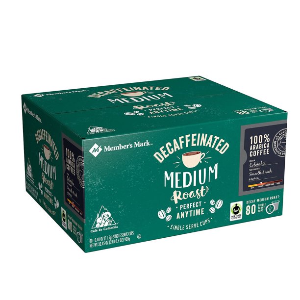 Member's Mark Decaffeinated Medium Roast Coffee, 80 Ct