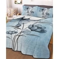 thumbnail image 3 of Quilts Twin XL Size, Blue Flower Soft Comforter Bedding Set for Bed, Retro Gradient Texture Painting Plant Leaf Lightweight Quilted Bedspread with Pillow Cover(2 Pieces) for All Season, 68x98 Inch, 3 of 6