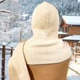 thumbnail image 3 of Aellinatey Knitted Scarf Hat Solid Color Warm Hooded Shawl for Trendy Women Everyday Use, 3 of 20