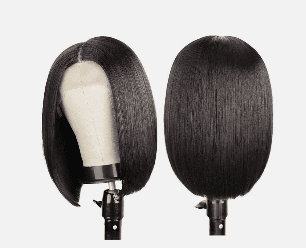 Black Straight Hair Heat Resistant Short Bob Synthetic Lace Front Wigs Glueless