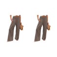 thumbnail image 4 of Sonducket Mujer verano primavera pantalones bolsillos sueltos Casual pierna ancha cintura alta elástico Vintage Oficina Streetwear café XXXL Café XXXL 2Conjunto, 4 of 6