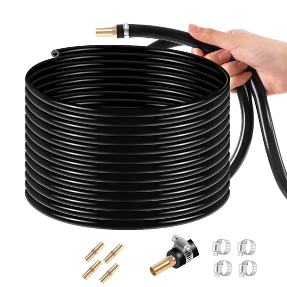 100ft Black 1/2" ID Flexible PVC Tubing, Safe Durable Hose for Pond, Garden, Water & Fluid Transfer