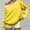 Yellow, variant on Women’s Casual Off Shoulder Sweatshirt Long Sleeve Loose Solid Long Sleeve Lightweight Tops Y2k Pullovers