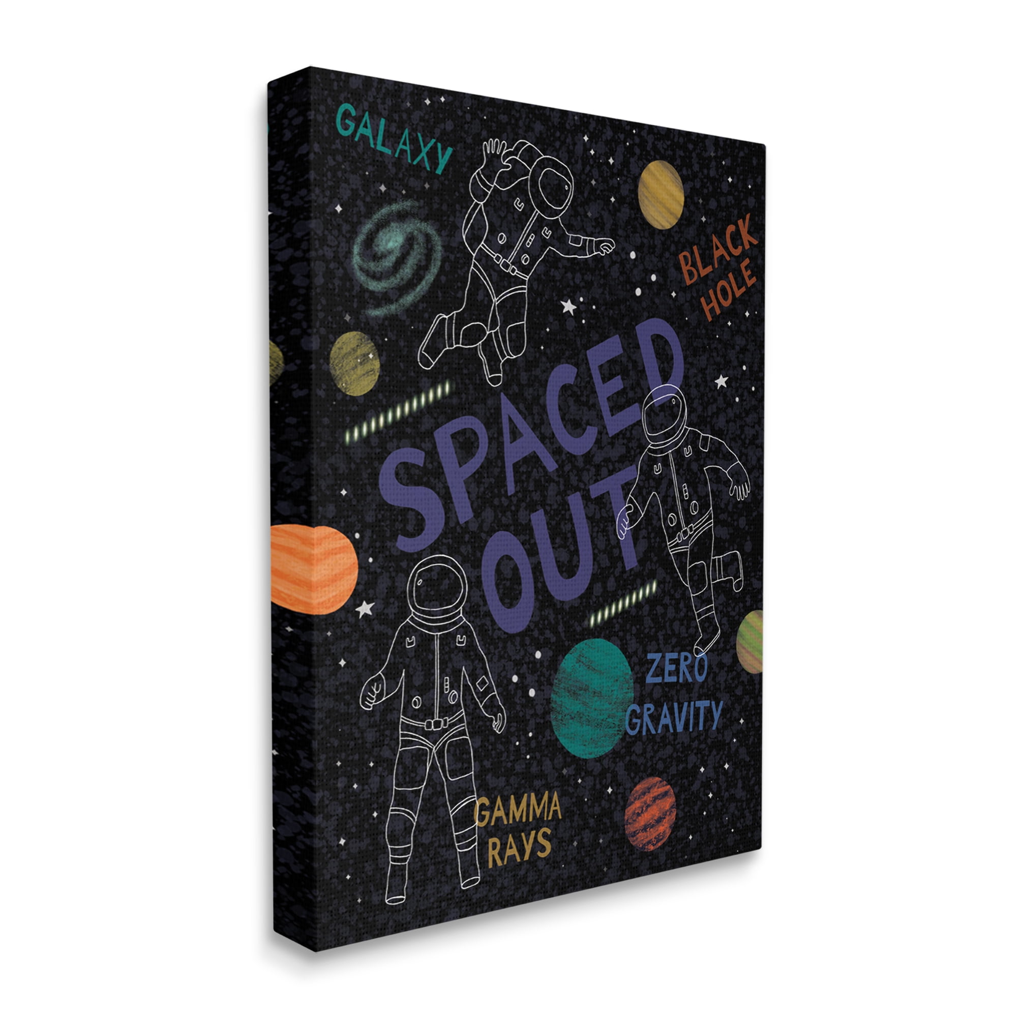 Stupell Industries Spaced Out Astronomy Words Line Doodle Astronauts Canvas Wall Art, 36 x 48, Design by Nina Seven