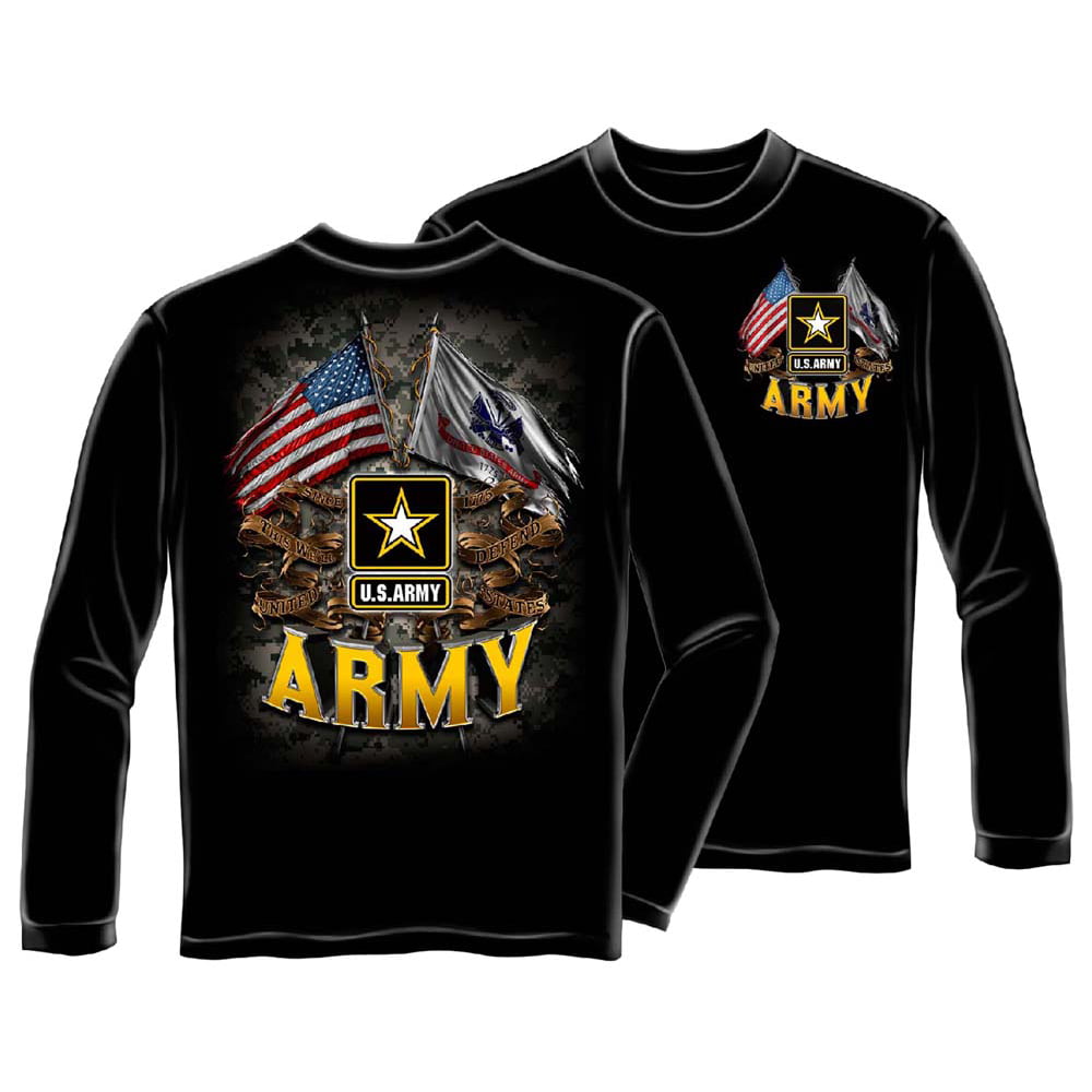 US Army Double Flag Us Army Black Long Sleeve T-Shirt - Walmart.com ...