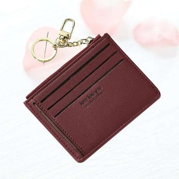Minkissy Keychain Wallet for Women Small Wallet Dark Red 1Set