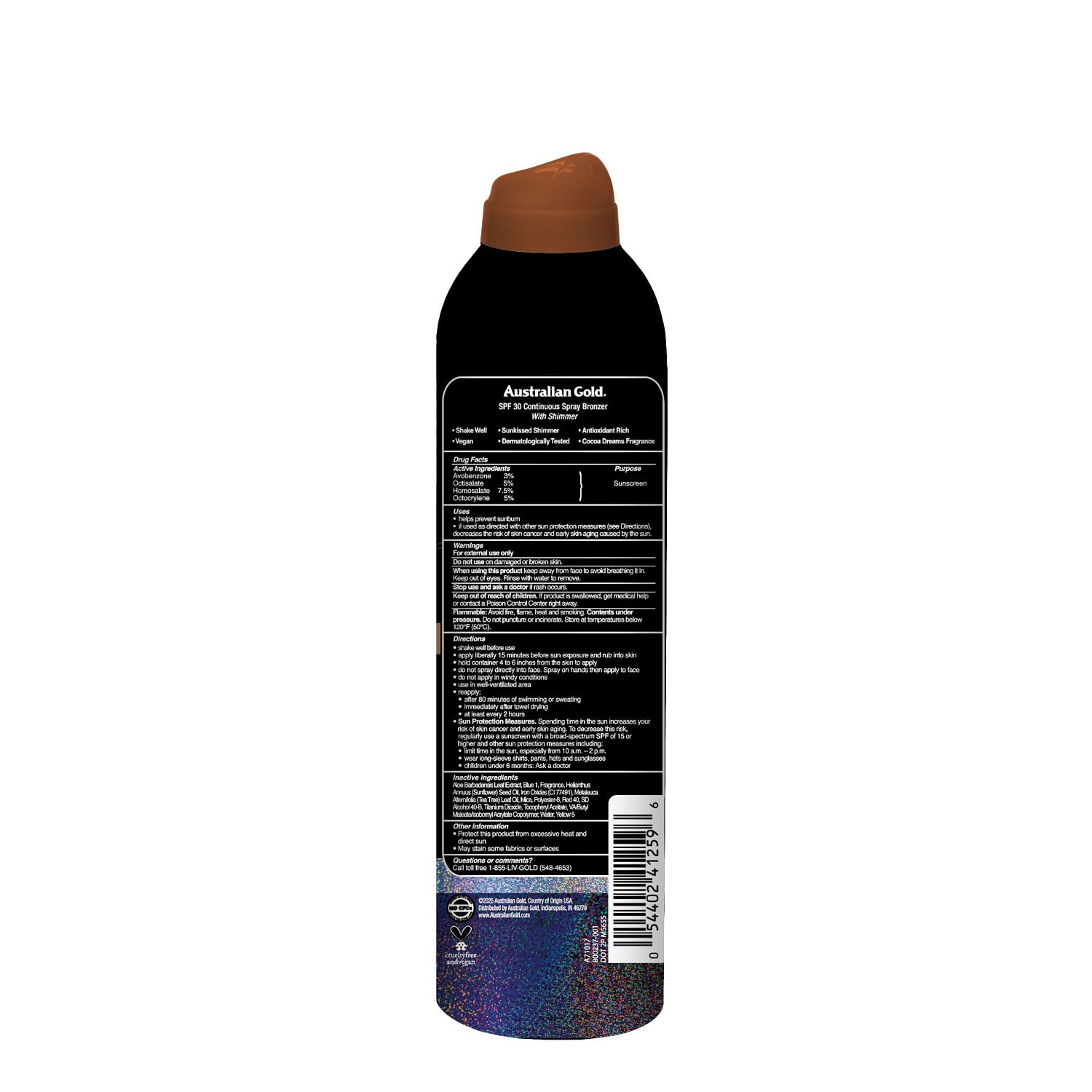 Australian Gold Continuous Spray Bronzer SHIMMER, SPF 30, 6 oz.