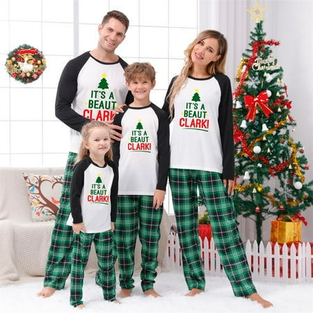

Family Matching Christmas Pajamas Set Xmas Long Sleeve Sleepwear Nightwear For Couples Kids Baby