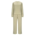 thumbnail image 6 of Hueook 2 Piece Sets For Women Fashion Women Pocket V-Neck Casual Long Sleeve Sweatshirt+ Pant Set Khaki 2X, 6 of 8