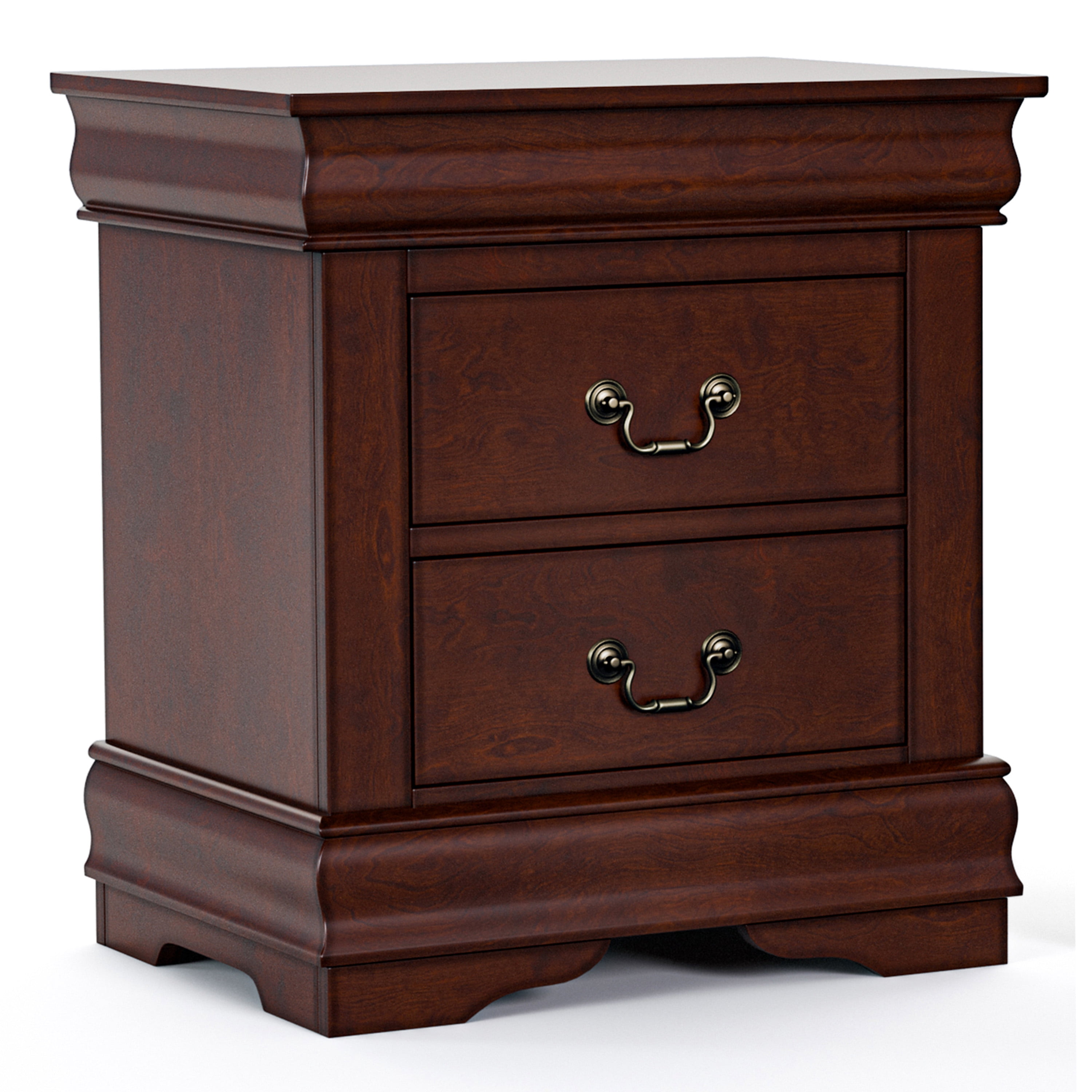 Furniture of America Vrai Transitional 2-Drawer Adult Nightstand, Cherry
