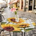 thumbnail image 6 of Yellow Sunflower Round Tablecloth for 55-60 Inch Tables,Fitted Table Cover with Elastic Edge,Butterfly Grey Buffalo Plaid Spring Waterproof Outdoor Table Cloth Protector for Patio Garden Dinner, 6 of 9