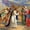 Jesus Carrying Cross Fresco, variant on Elephant Stock Church Window Wall Art - Horizontal Multi Panel Canvas - Living Room Wall Decor - Religion And Spirituality Multi Panel - Yellow And Red Decor - 33" x 20"