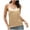 Khaki, variant on ZVNAΖH Women's V-neck Silk Satin Camisoles Tops Summer Casual Spaghetti Strap Tank Tops Basic Layer Undershirts Home Sleepwear