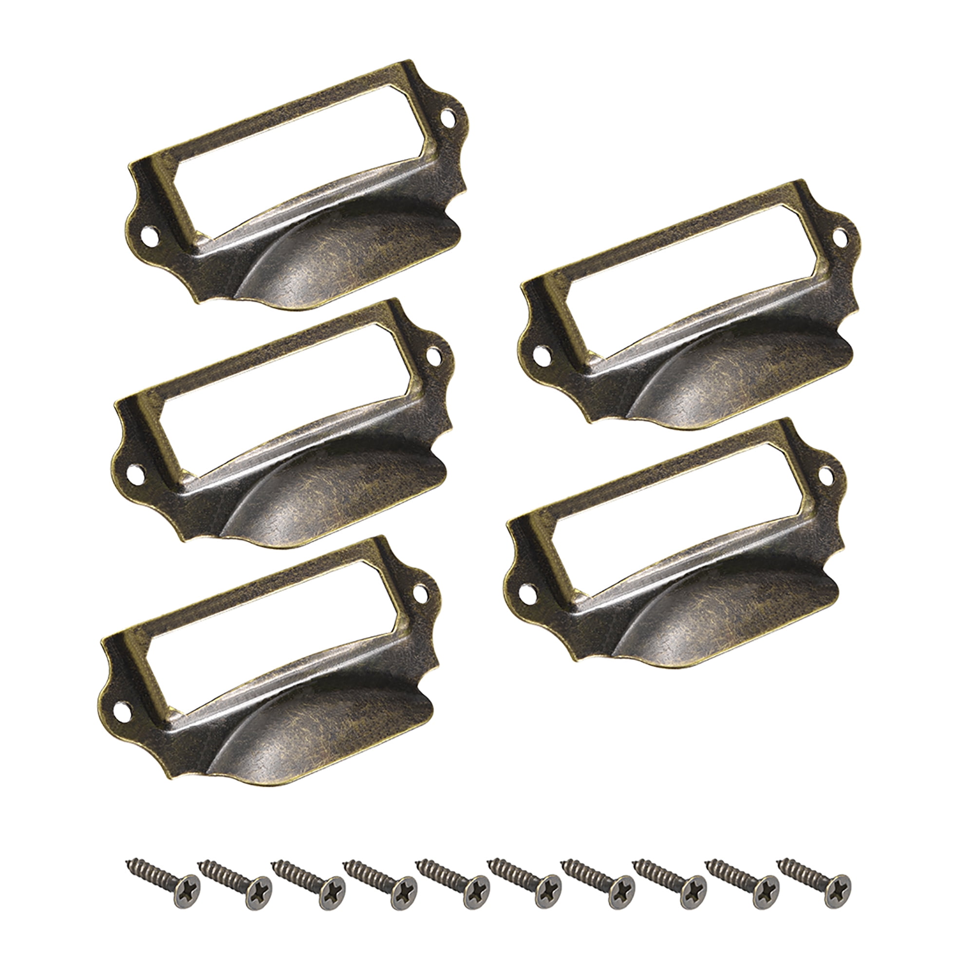 Label Holder Pull Handles Vintage Iron Bronze Tone 90x41mm 5 Pcs w