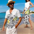 thumbnail image 2 of Uorisanigo White Polynesian Matching Couple Outfits Button-Down Shirt for Men Fashion Hawaiian Tops Workwear and Womens Sleeveless Dress with Split Beach Vacation Sundress, 2 of 8