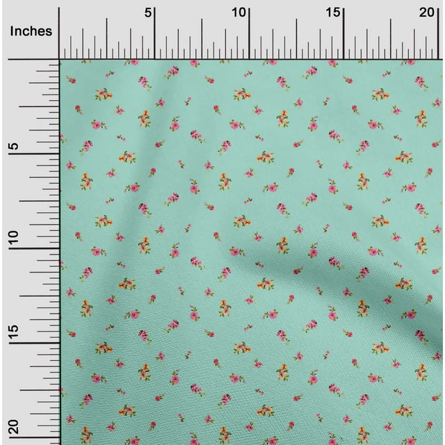 oneOone Georgette Viscose Fabric Leaves & Flower Floral Print Sewing Fabric BTY 42 Inch Wide