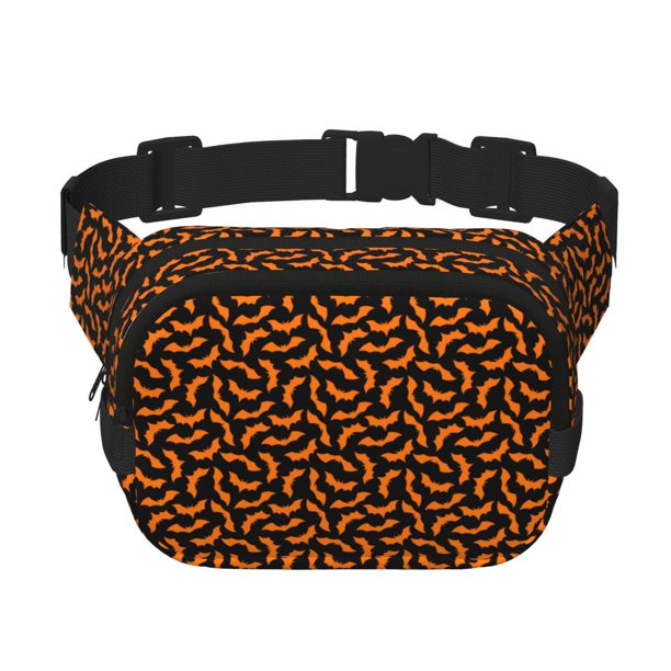 Fotbe Halloween Bat Cangurera Cuadrada con Estampado de Doble Capa, Bolsa de Cintura Ajustable Mini para Hombres y Mujeres