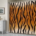 thumbnail image 5 of Brown Tiger Skin Shower Curtain, Abstract Farm Brown Tiger Animal Texture Black Stripes Waterproof Shower Curtain Set with 12 Hooks Lightweight Bath Curtains Fabric Bathroom Decor 36x72 Inches, 5 of 9