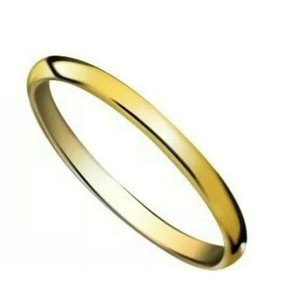Mens Women Solid 14K yellow Gold Plain Wedding Ring Band comfort fit 2MM Size 11