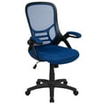 thumbnail image 3 of Emma + Oliver High Back Blue Mesh Ergonomic Office Chair with Black Frame and Flip-up Arms, 3 of 16