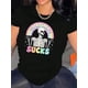 thumbnail image 1 of Women's Casual Rainbow Skull Graphic Tee - Comfy Crew Neck Short Sleeve T-Shirt, Perfect for Summer & Sports, 1 of 6