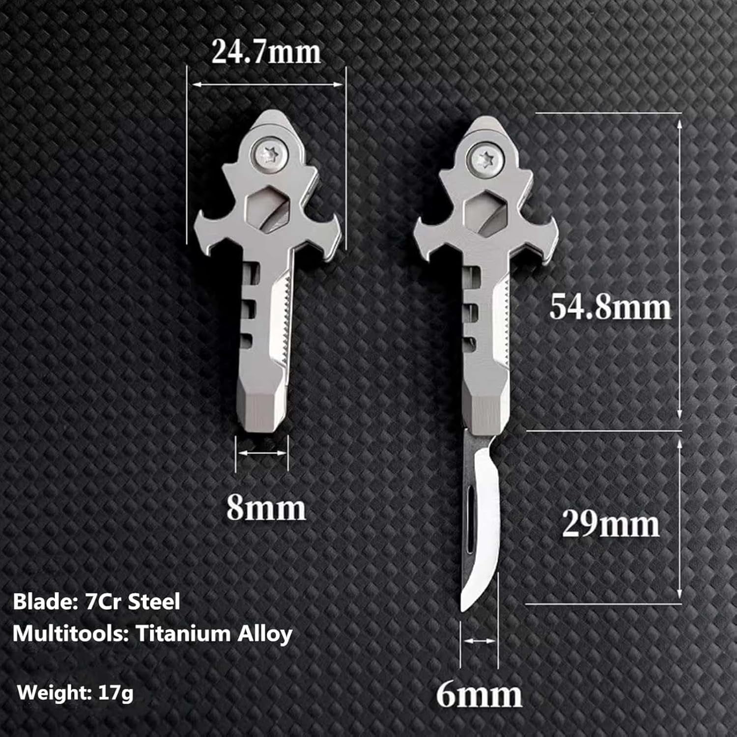 1 Piece Mini Pocket 7-In-1 Titanium Multitool Tool Mini Size Allows Easy Carrying for Quick Access