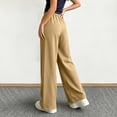 thumbnail image 7 of Pants for Women Zaewscy Women's Fashion Solid Color Elastic Waist Pocket Ruched Straight Leg Long Pants Khaki L, 7 of 7