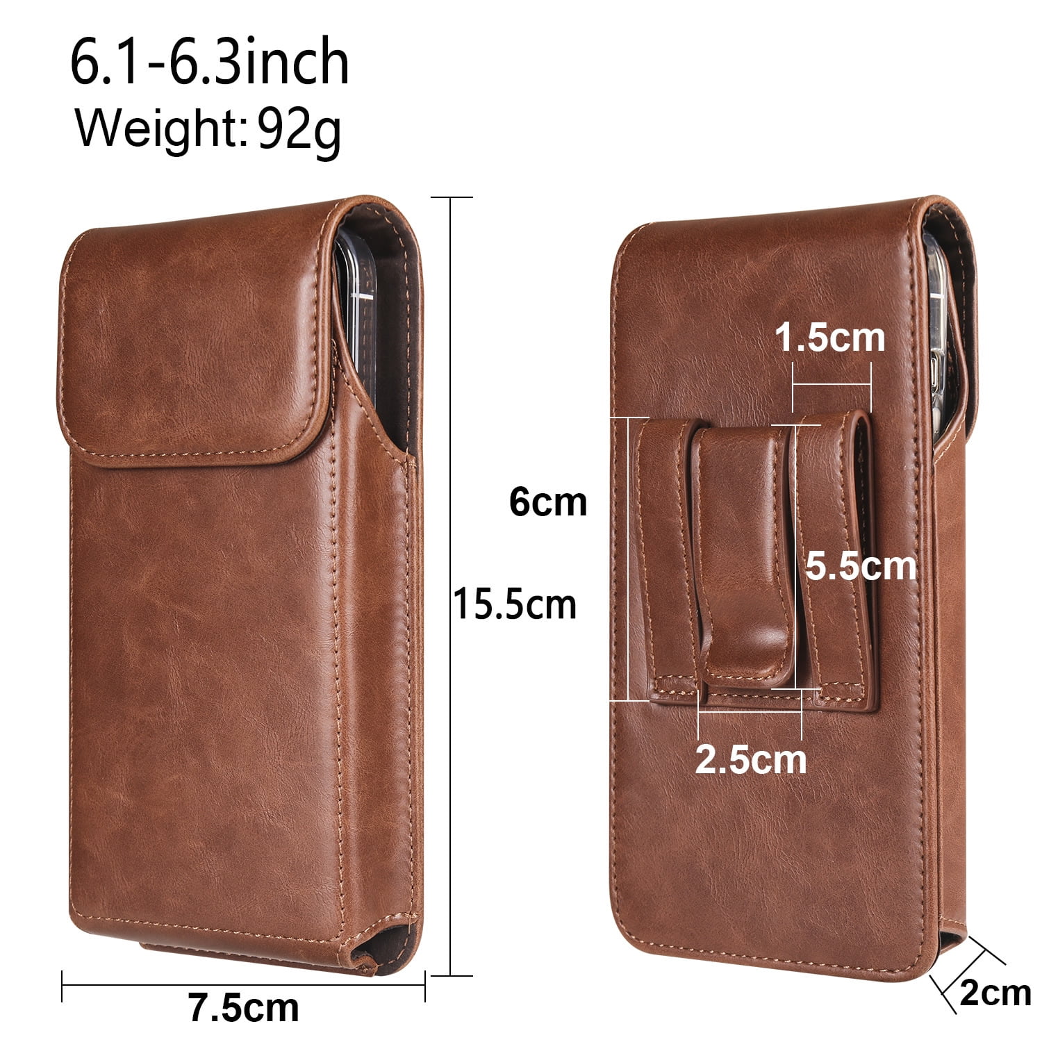 Classic Leather Phone Holster with Belt Loop & Magnetic Closure for Samsung & iPhone