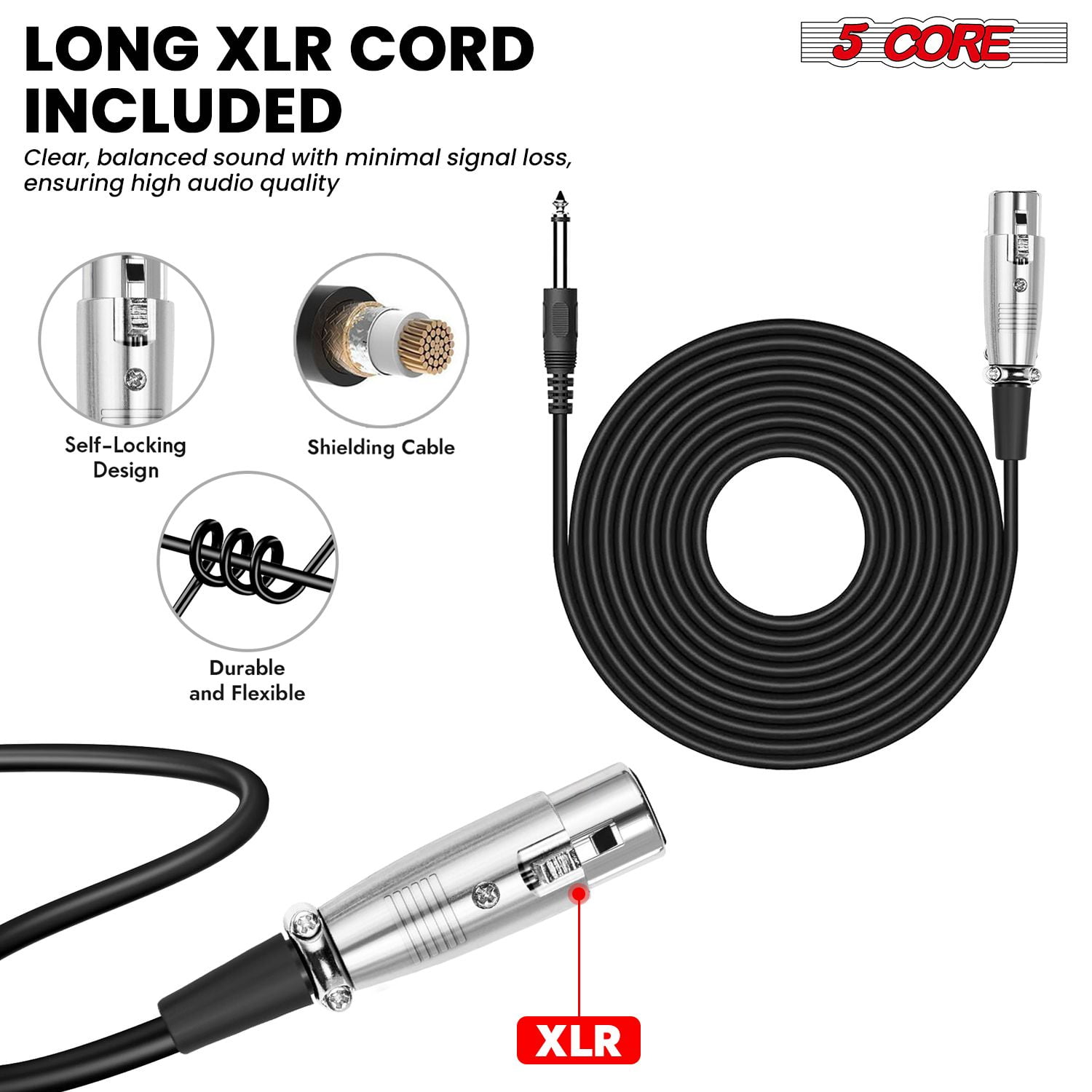 2-Pack Professional Cardioid Dynamic Microphones with XLR Cable & On/Off Switch, Handheld Vocal Mics for Karaoke, Live Singing, DJ and Public Speaking
