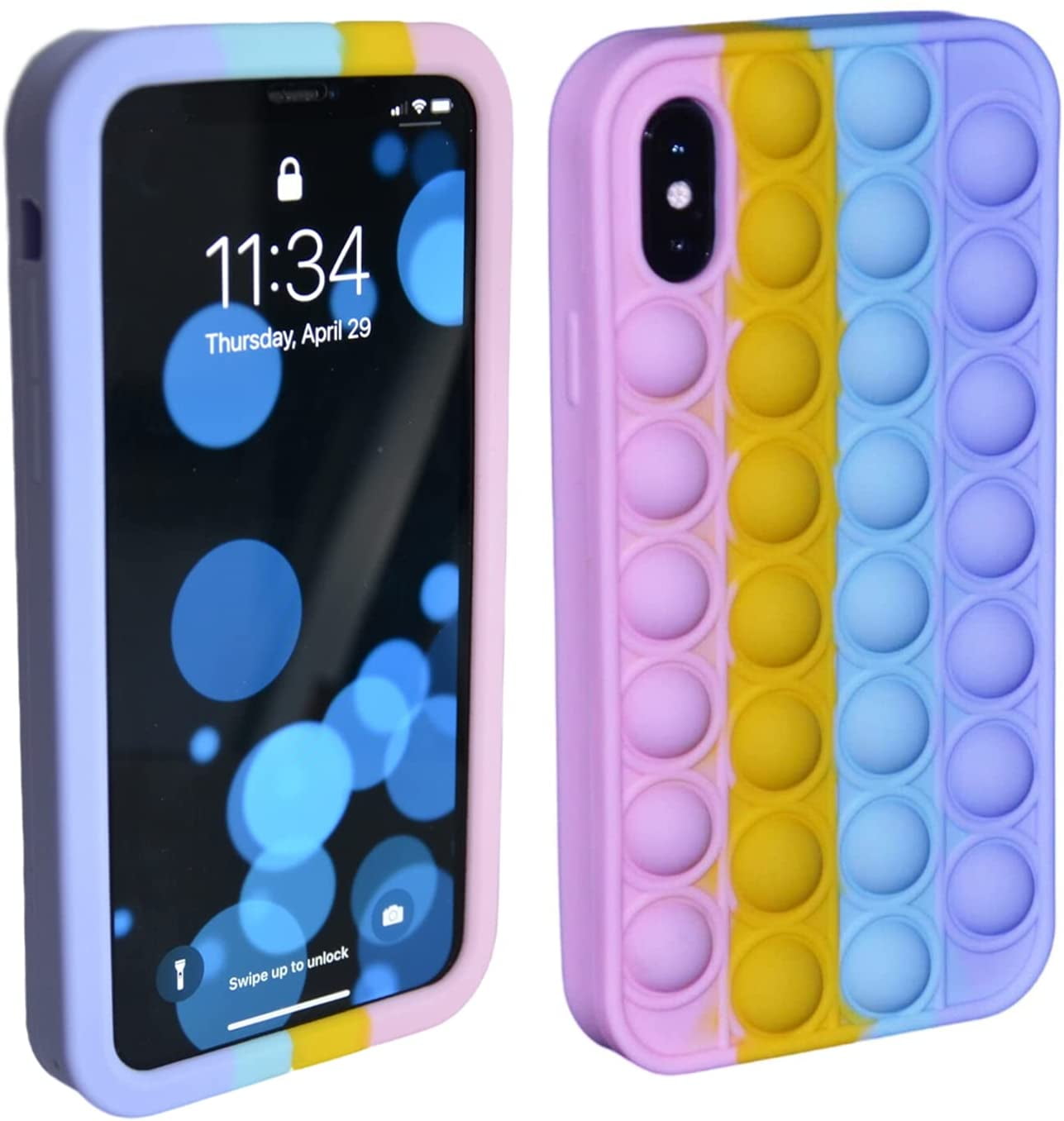 Push Pop Bubble Fidget Phone Case Stress Relief Silicone Rainbow Case Full Body Protection And Shockproof Cover For Iphone 6 7 8 Se Walmart Com Walmart Com