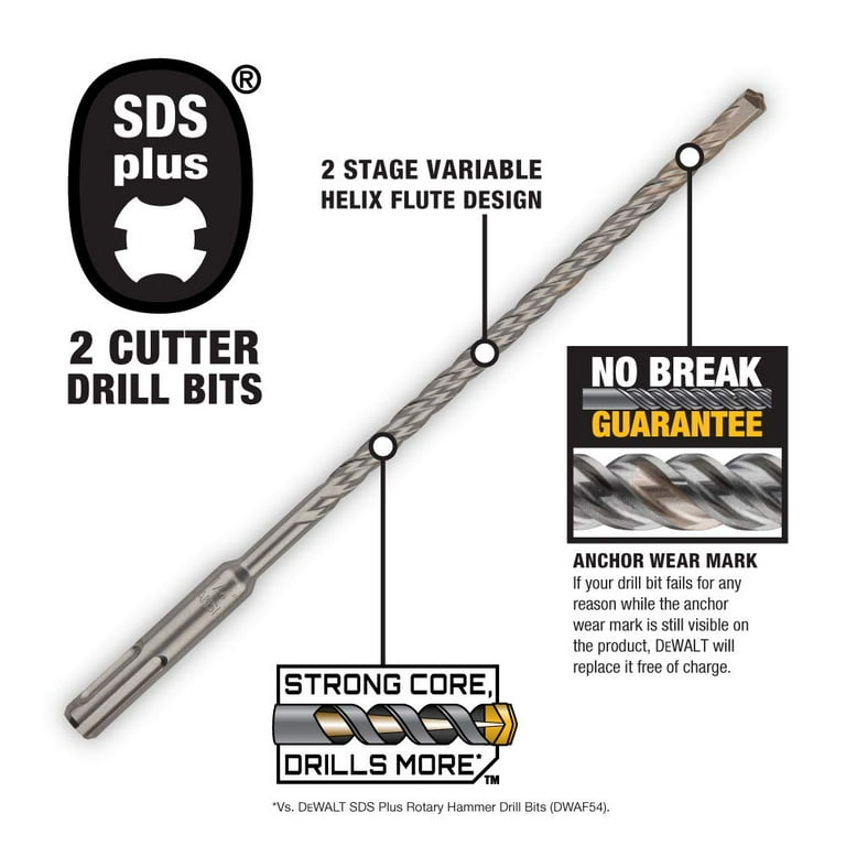 1/4 x 10 x 12 inch SDS-Plus Rock Carbide Hammer Drill Bit