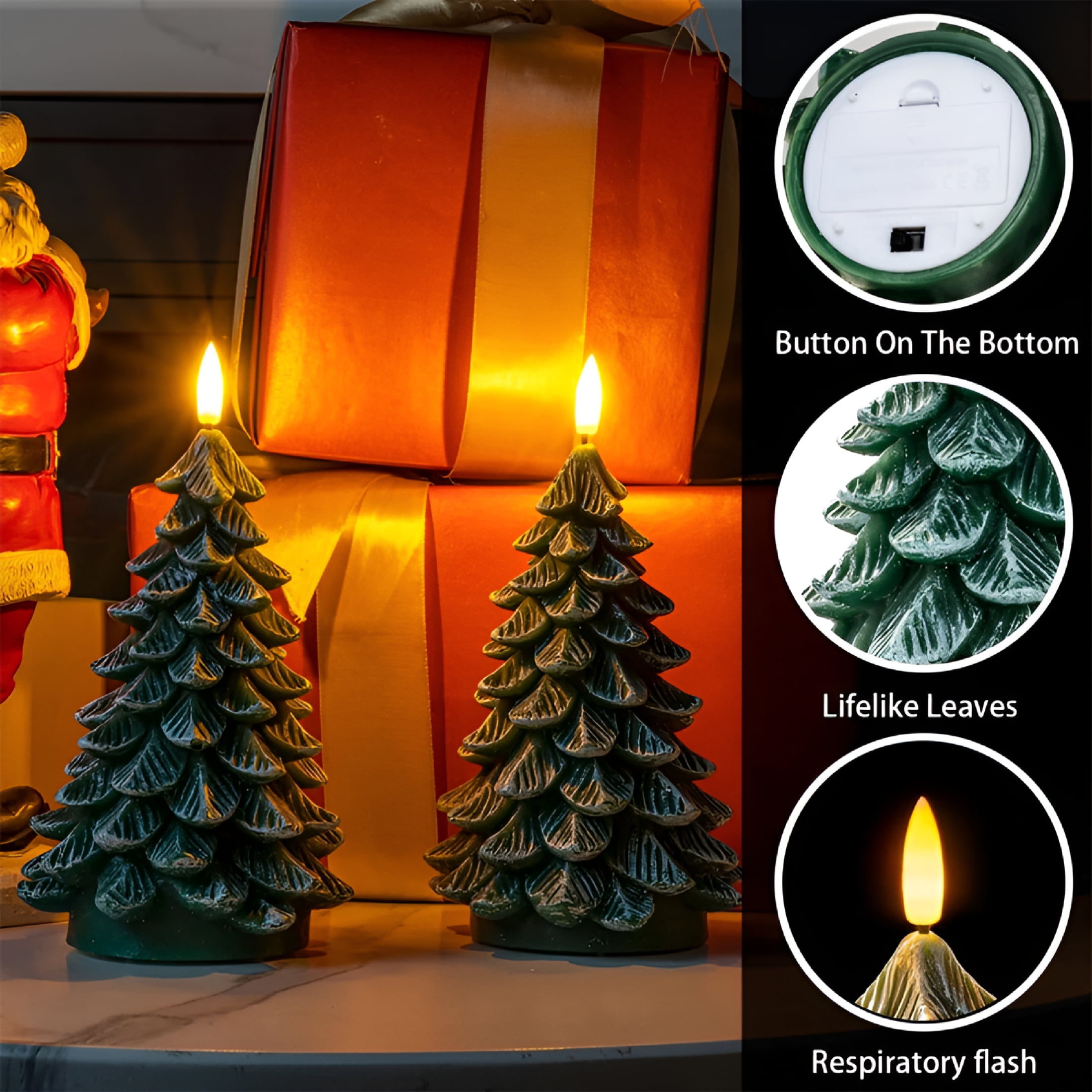 NEXIMO Pc Christmas Tree Candles with Hours TimerWaxy Led Flameless FlickeringGreen