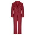 thumbnail image 6 of FRSASU Women Double Breasted Blazer Set formal 2 Piece Pants Outfits Long Sleeve Bussines Suit Set for Work office Red, 6 of 8